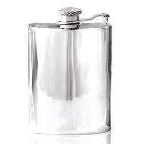 Plain Captive Top Pewter Hip Flask - 4 oz